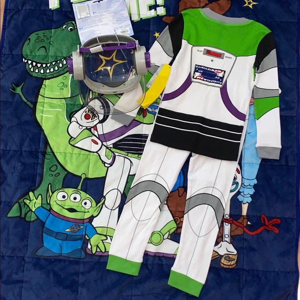 Disney Toy Story Buzz Lightyear Costume PJ Set in Size 5 & Light Up Buzz Helmet - Picture 3 of 11